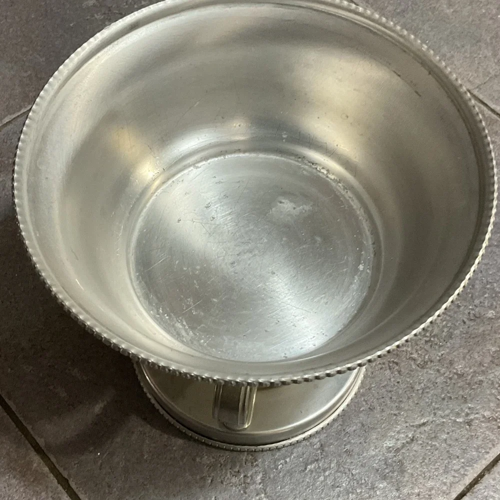Elegant vintage Buenilum Aluminum chafing dish or fondue set.